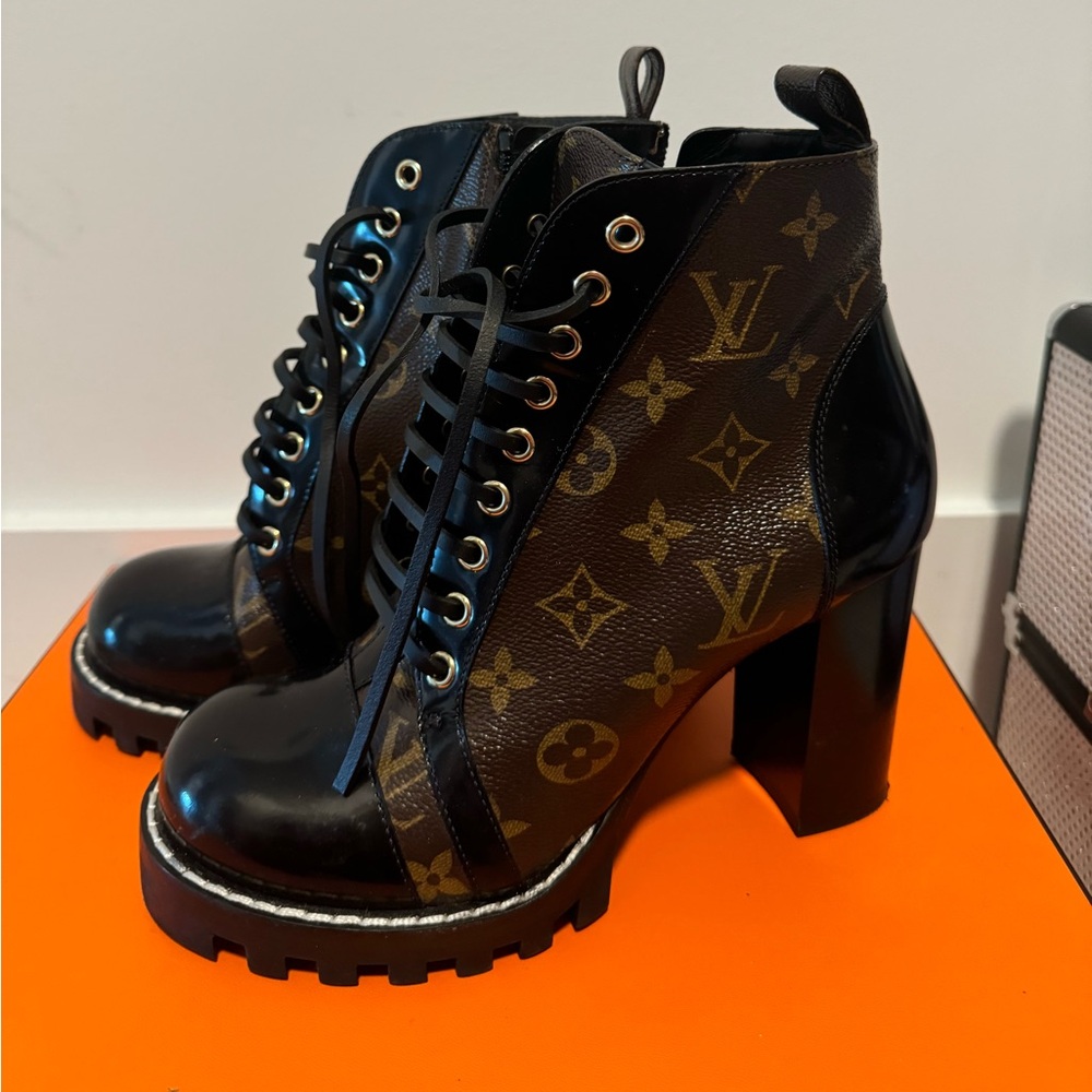 Louis Vuitton Monogram Black and Brown Booties